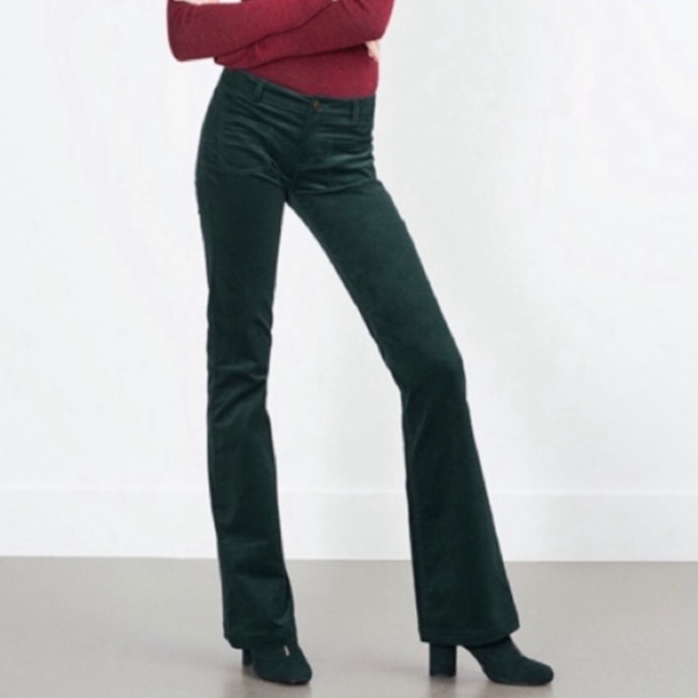 Zara Trafaluc- Green Flare Corduroy Women’s Pants